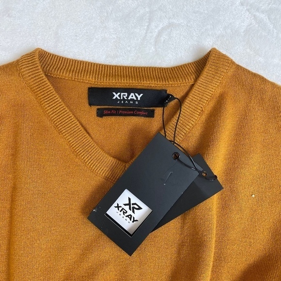 Men's X-Ray Slim Fit Mustard Yellow Soft Premium Comfort Sweater, Size L - Picture 2 of 6